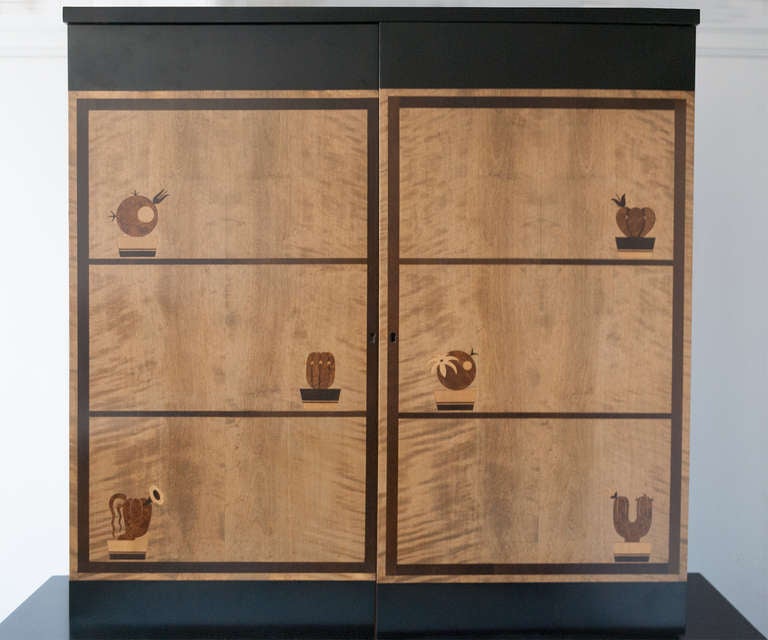 Swedish Art Deco Marquetry Two-Part Cabinet by Otto Schulz for Boet 1