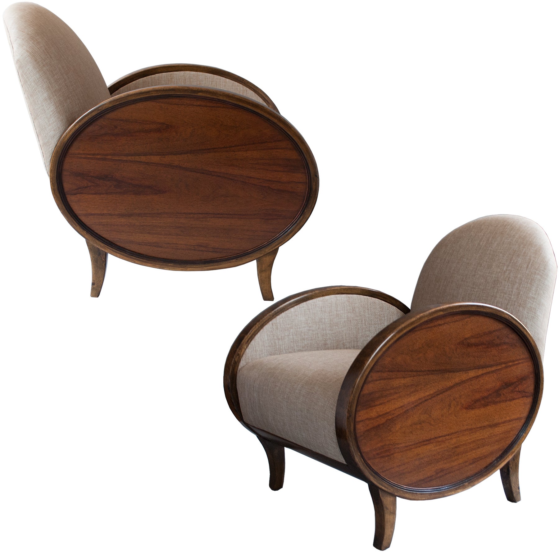 Scandinavian Modern Swedish Art Deco Chairs with Oval Rosewood Panels