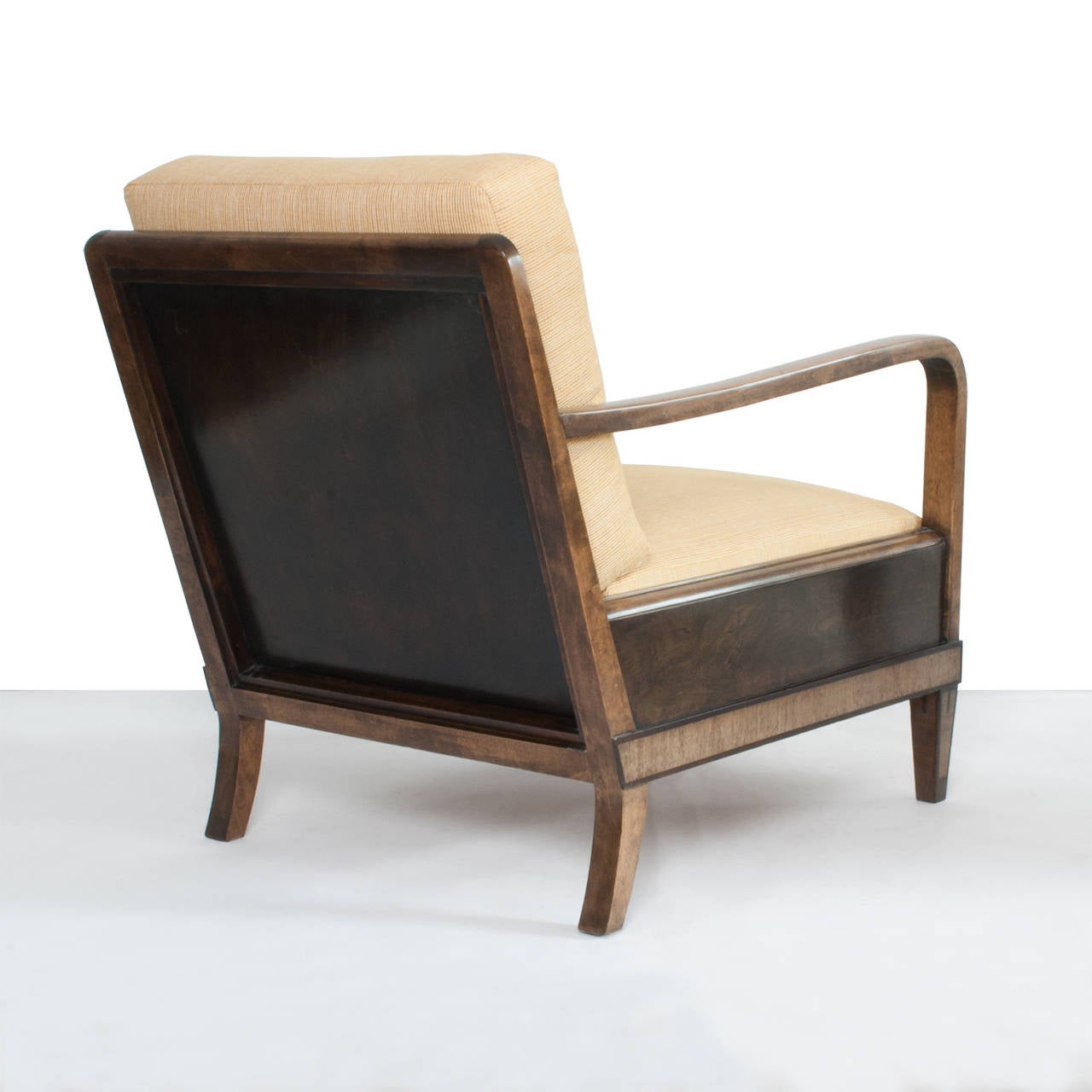 Pair of Swedish art deco armchairs in stained birch and mahogany inlay. In Good Condition In New York, NY