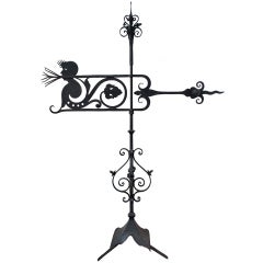 Swedish Hand Wrought Iron Early 20th Century Weather Vane With Figure