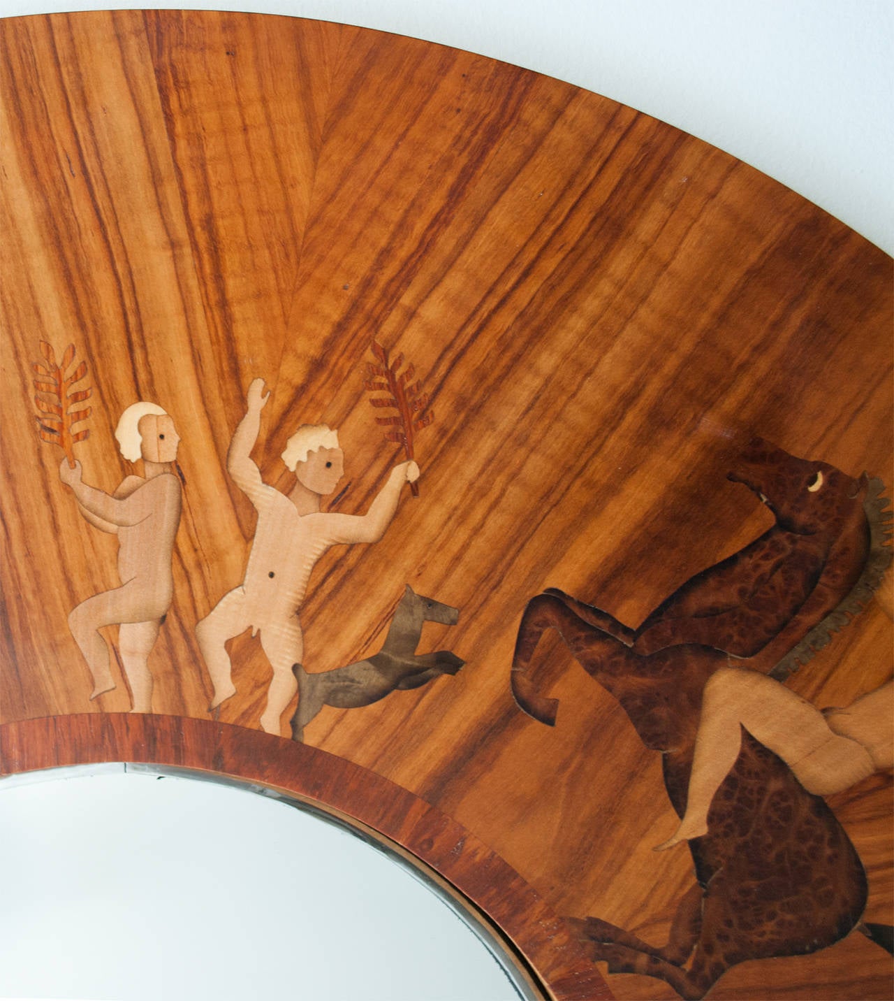 20th Century Swedish Art Deco Marquetry Wall Mirror by Mjolby Intarsia