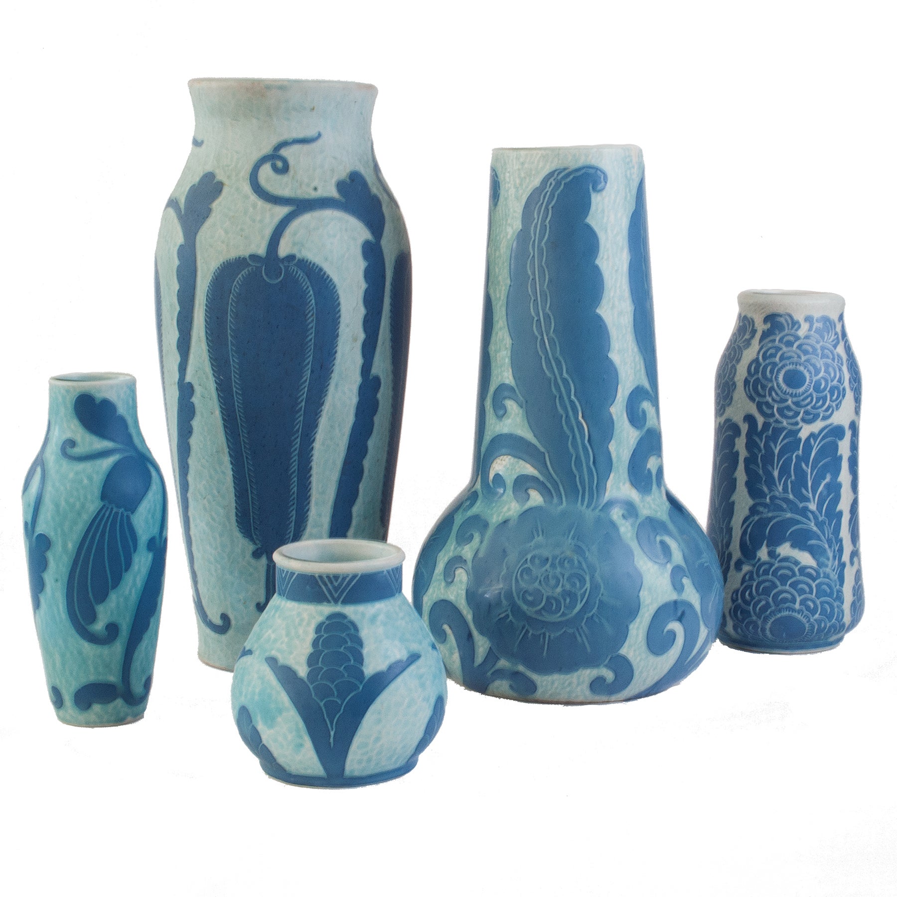 Swedish Art Deco "Sgraffito" Vases by Josef Ekberg for Gustavsberg