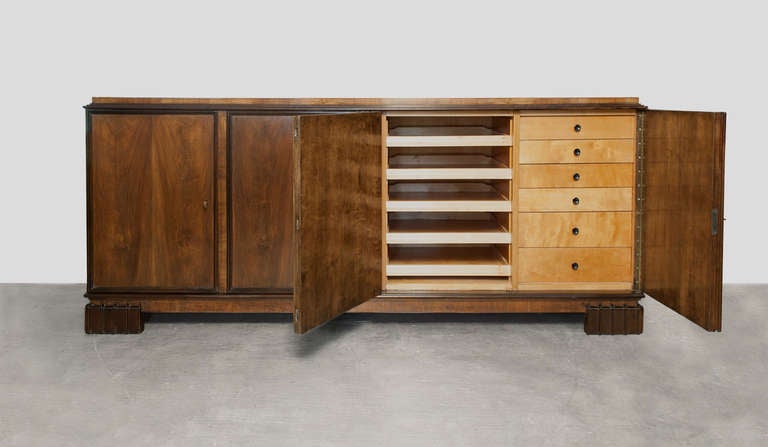 Danish Art Deco Four-Door Walnut Sideboard Cabinet by Georg Kofoed In Excellent Condition In New York, NY