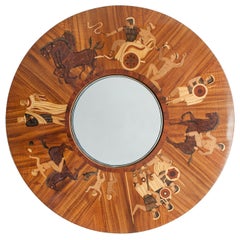 Swedish Art Deco Marquetry Wall Mirror by Mjolby Intarsia
