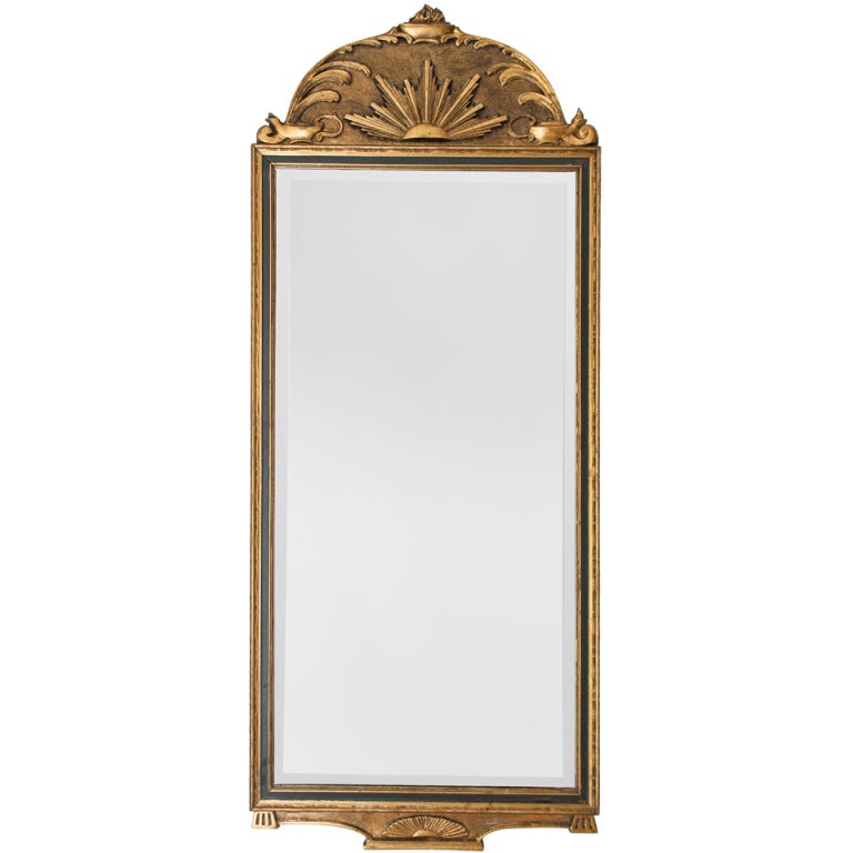 Gilt Wood Swedish Art Deco Mirror With Sunburst And Oil Lamp Motif Gilt Wood Swedish Art Deco Mirror With Sunburst And Oil Lamp Motif For