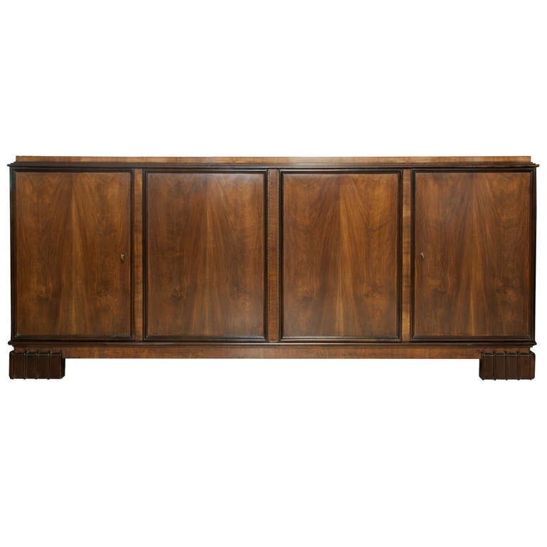 Danish Art Deco Four-Door Walnut Sideboard Cabinet by Georg Kofoed