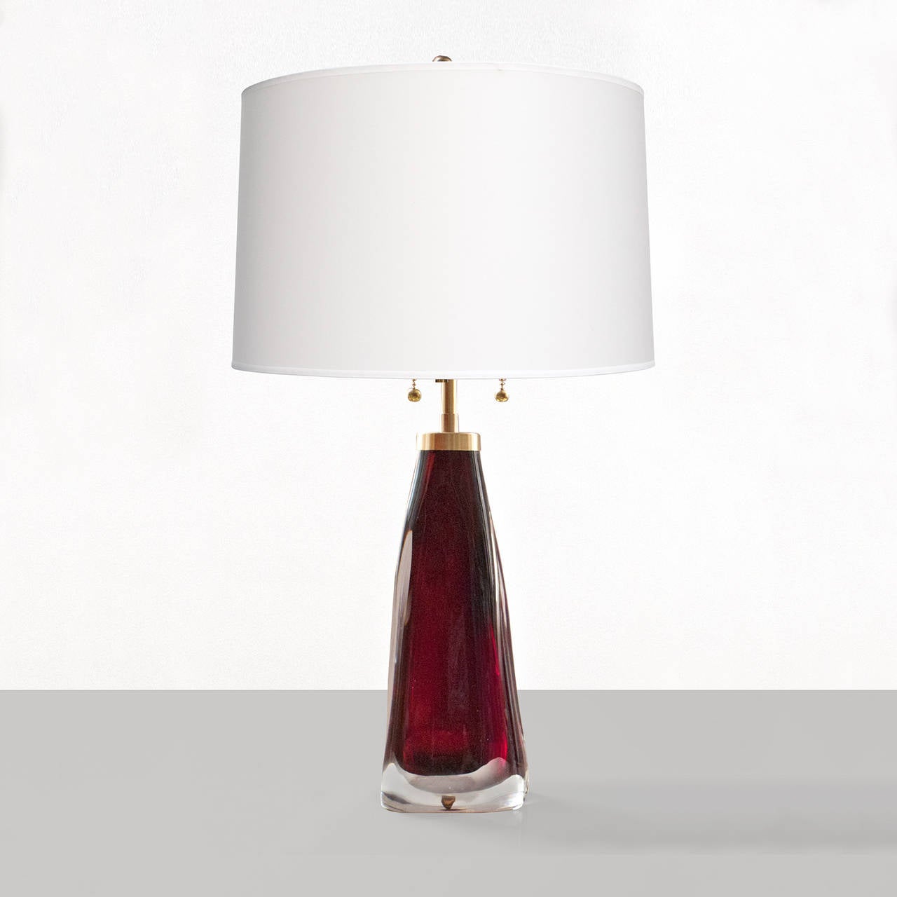 Mid-Century Modern Pair of Orrefors Carl Fagerlund midcentury red cased glass lamps
