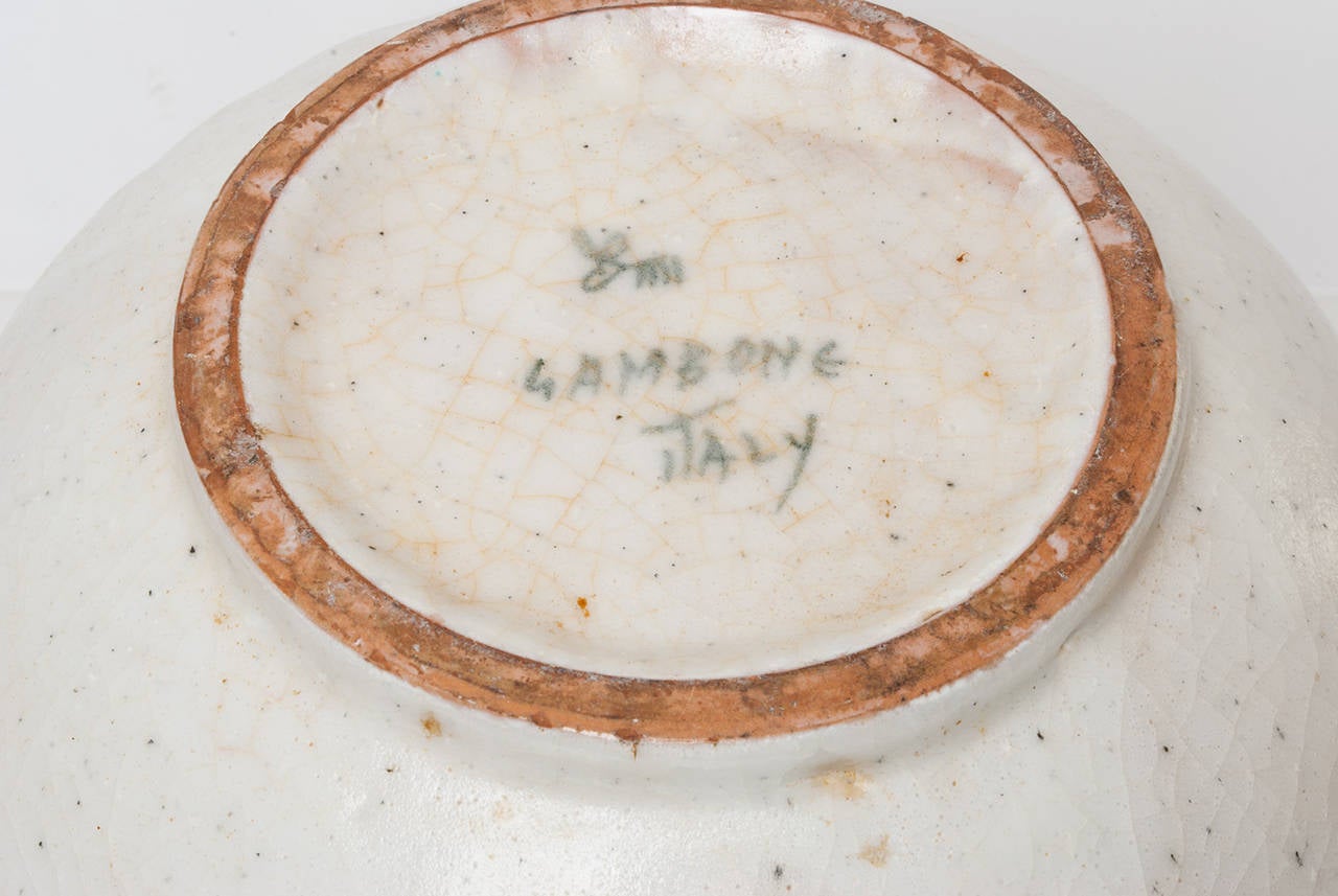 Guido Gambone Studio Ceramic Bowl, Italy, 1950s Very Large and Signed Midcentury In Excellent Condition In New York, NY