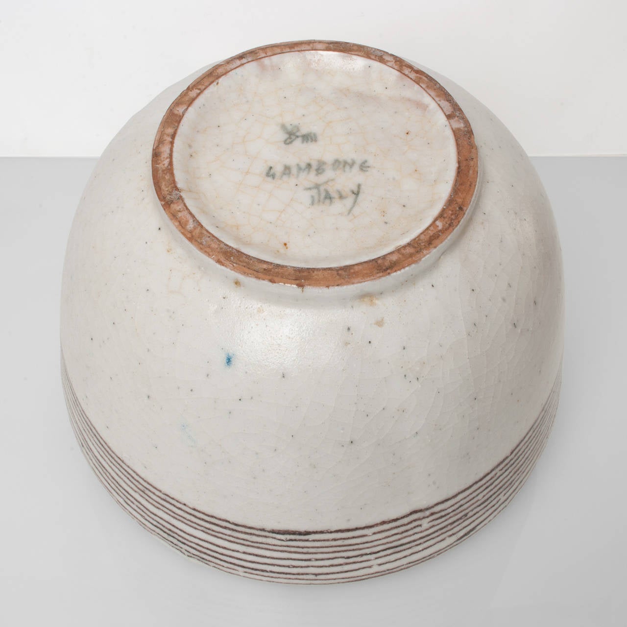 Glazed Guido Gambone Studio Ceramic Bowl, Italy, 1950s Very Large and Signed Midcentury