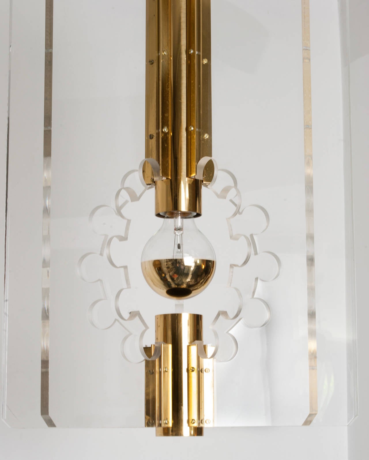 20th Century Swedish Lucite and Brass Lantern Pendant by Hans-Agne Jakobsson for Markaryd