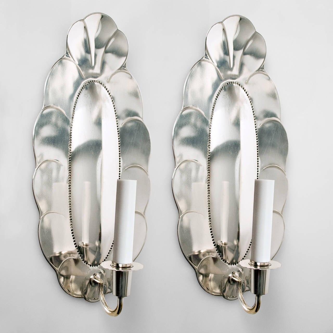 Pair of Swedish Art Deco Silver Plated Sconces by Jacob Angman for GAB In Good Condition In New York, NY
