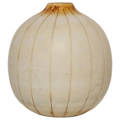 Swedish Art Deco Ceramic Striped Studio Vase by Gertrud Lonegren for Rorstrand