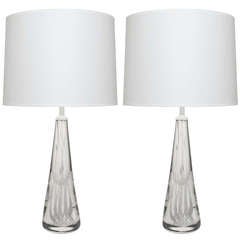 Pair of Swedish Modern Glass Table Lamps by Vicke Lindstrand for Kosta Pair of Swedish Modern Glass Table Lamps by Vicke Lindstrand for Kosta