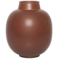 Swedish Art Deco Ceramic Brown Vase by Gertrud Lonegren, Rorstrand