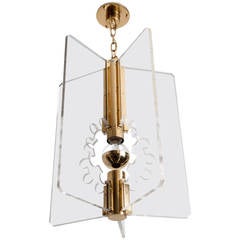 Swedish Lucite and Brass Lantern Pendant by Hans-Agne Jakobsson for Markaryd 9
