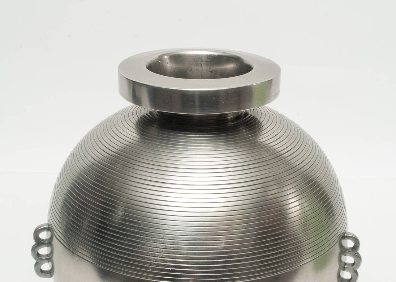Scandinavian Modern, Swedish Art Deco Pewter Vase Sylvia Stave for CG. Hallberg In Excellent Condition In New York, NY