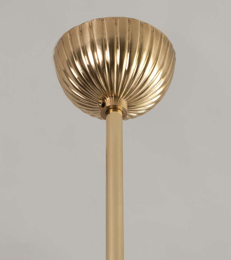 20th Century Swedish Art Deco 6-Arm Polished Brass Chandelier with Nine Lights