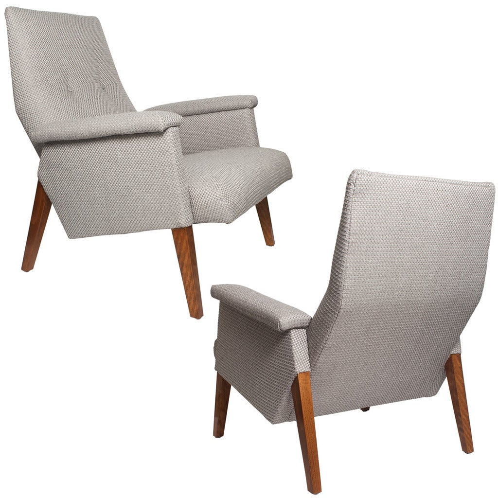 Scandinavian Modern Midcentury Modern Armchairs with Angular Form