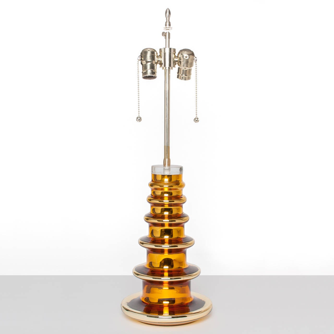 Scandinavian Modern Pair of Swedish mid-century gold mercury glass lamps by Gustav Leek, Orrefors