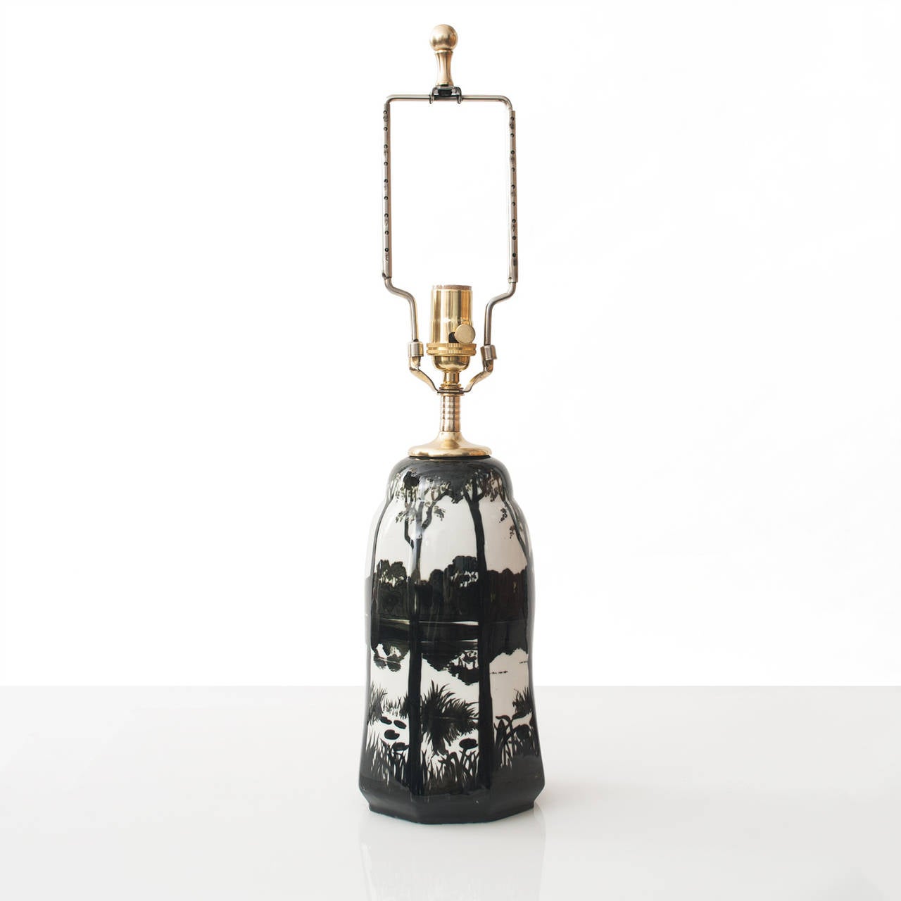 Art nouveau Lampe de table en céramique suédoise de Knut Hallgren pour ALP Lidköping en vente