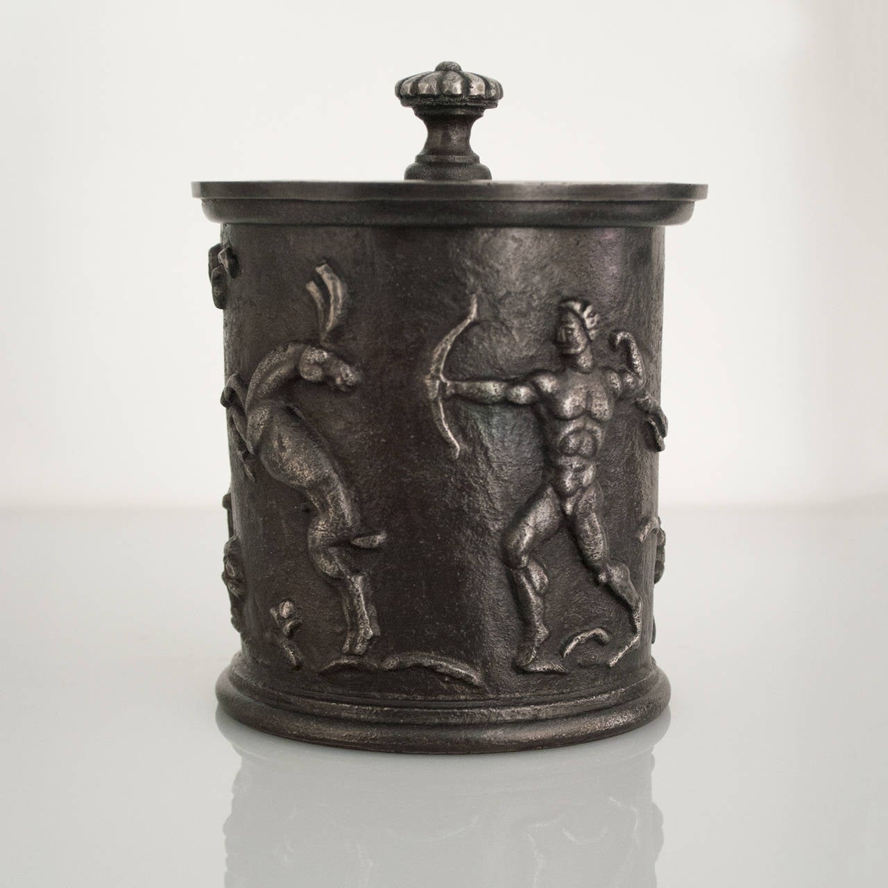 Swedish Art Deco Cast Iron Jar with Lid by Carl Elmberg for Näfveqvarns