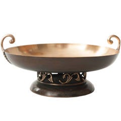 Swedish Art Deco Patinated and Polished Bronze Tazza by Akta Brons