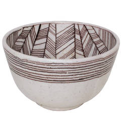 Guido Gambone Studio Ceramic Bowl, Italy 1950s Very Large and Signed Mid-century 1