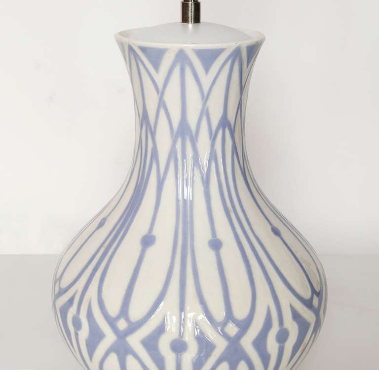 Scandinavian Modern Table Lamp with Raised Pattern by Josef Ekberg.  In Excellent Condition In New York, NY
