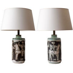 Vintage Zsolnay (pecs) Mid-Century Ceramic Lamps