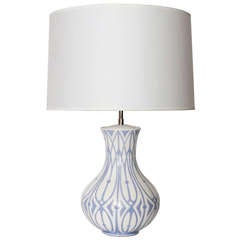 Scandinavian Modern Table Lamp with Raised Pattern by Josef Ekberg. 