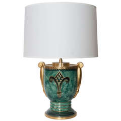 Scandinavian Modern Lamp in Luster Glaze and Hand-Decorated in Gold 4