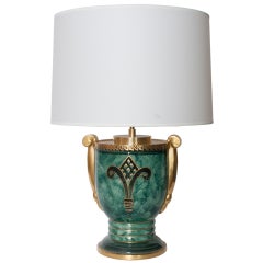 Scandinavian Modern Lamp in Luster Glaze and Hand-Decorated in Gold