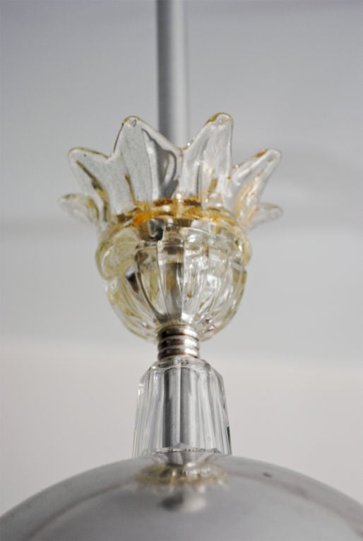 Swedish Art Deco 4-arm chandelier with glass crown. 2