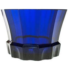 Josef Hoffmann Wiener Werkstatte Faceted Cobalt  Blue Glass Bowl
