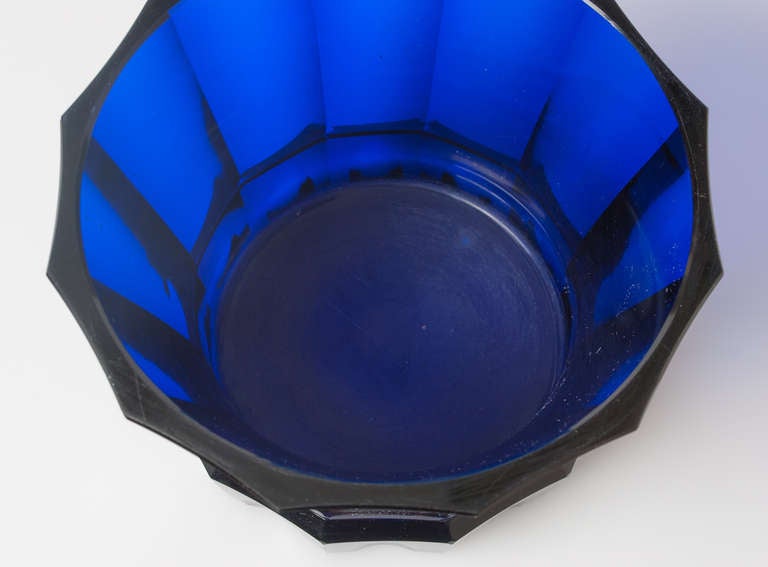 Austrian Josef Hoffmann Wiener Werkstatte Faceted Cobalt  Blue Glass Bowl