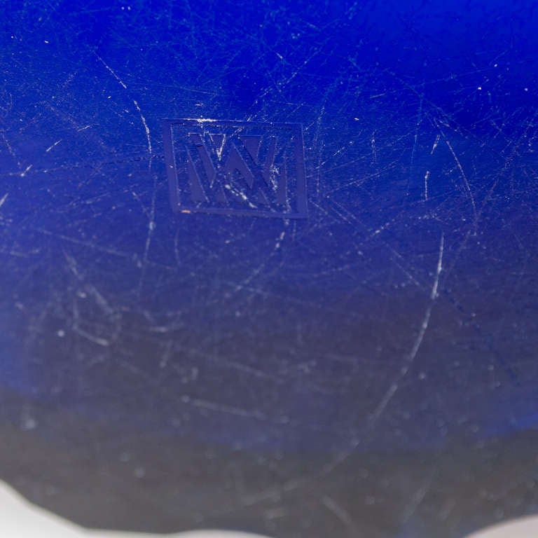 20th Century Josef Hoffmann Wiener Werkstatte Faceted Cobalt  Blue Glass Bowl