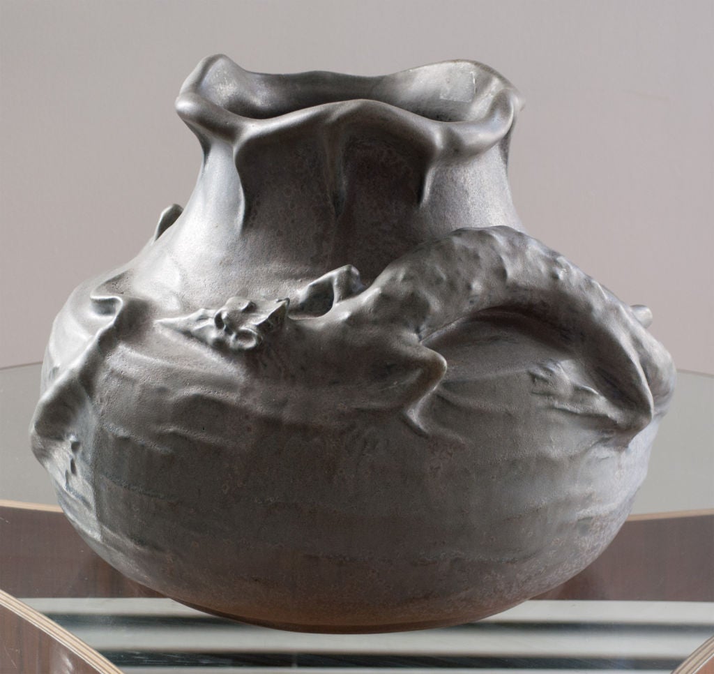 20th Century Large Swedish Arts & Crafts pottery vase Karl Svensson, Hoganas