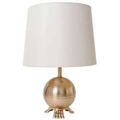 Swedish Art Deco, Claw Foot Globe Form Table Lamp in Polished Bronze