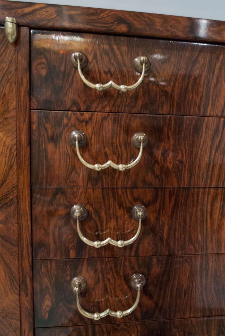 Brass Art Deco Rosewood Cabinet by Jindrich Halabala, for UP, Brno, Czechoslovakia.