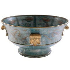 Monumental hand decorated Swedish Art Deco bowl