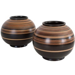 Pair of Scandinavian Modern Ceramic Vases by Jerk Werkmaster for Nittsjo