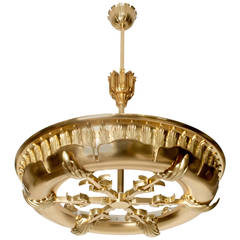 Large Art Deco Scandinavian Brass Pendant Inspired by Neoclassicism