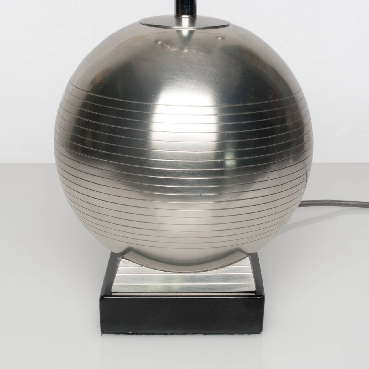 20th Century Swedish Art Deco Pewter Table Lamp on Lacquered Wood Plinth by G.A.B.