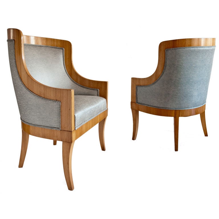 Carl Bergsten Swedish Art Deco chairs from M/S Kungsholm 1928