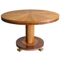 Rare Swedish Art Deco dining table Carl Bergsten, elm, mahogany