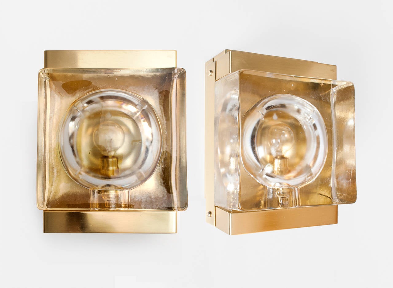 Pair of Danish Midcentury Sconces by Vitrika in Polished Brass 1