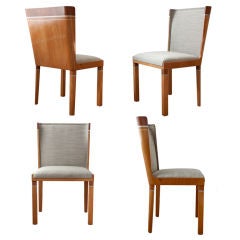 Vintage Set of 4 Carl Bergsten dining chairs Swedish Art Deco with inlay