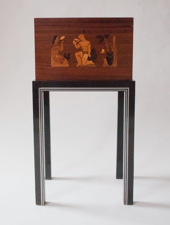 Swedish Art Deco mahogany marquetry  chest Mjolby Intarsia 3
