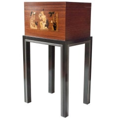Vintage Swedish Art Deco mahogany marquetry  chest Mjolby Intarsia