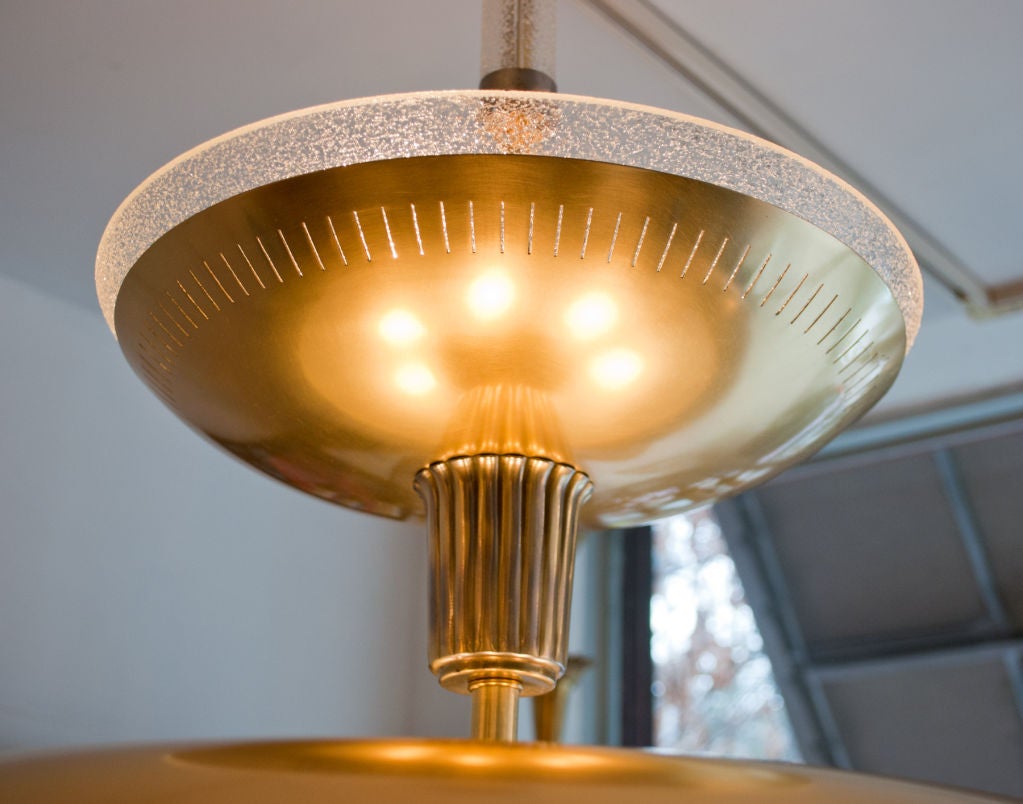 20th Century Large Swedish Art Deco brass chandelier by Bohlmarks
